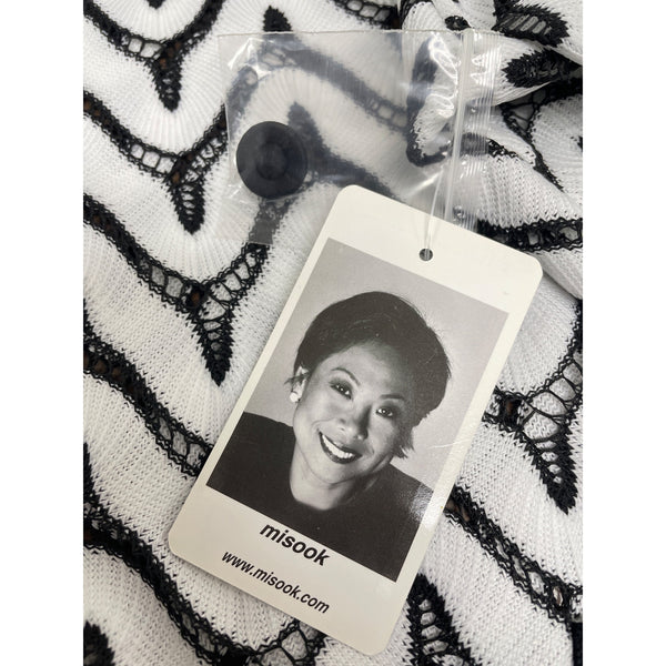 Misook Exclusively Women's Black & White Chevron Knit Cardigan Size IX