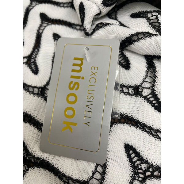 Misook Exclusively Women's Black & White Chevron Knit Cardigan Size IX