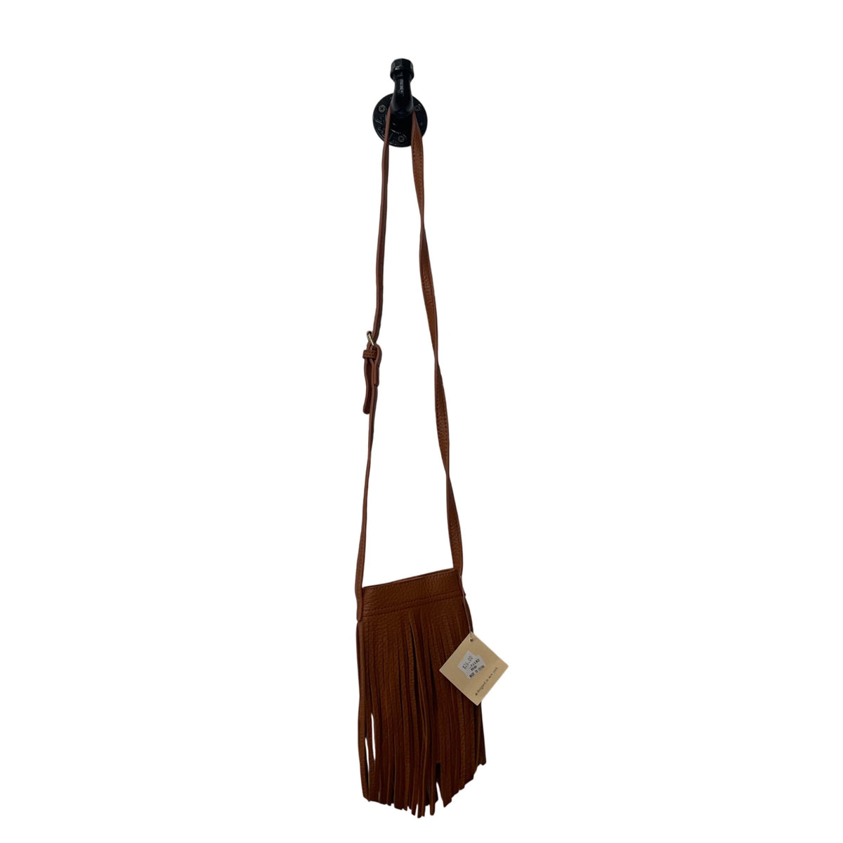 L.I.B Womens Brown Faux Leather Fringe Crossbody Bag Adjustable Strap Lightweight L.I.B Womens Brown Faux Leather Fringe Crossbody Bag Adjustable Strap Lightweight