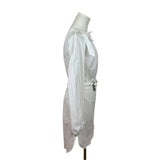 Rachel Comey White Long-Sleeve Belted Shirt Dress w Tie Neck & Button Front Sz 6
