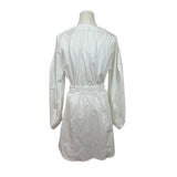 Rachel Comey White Long-Sleeve Belted Shirt Dress w Tie Neck & Button Front Sz 6