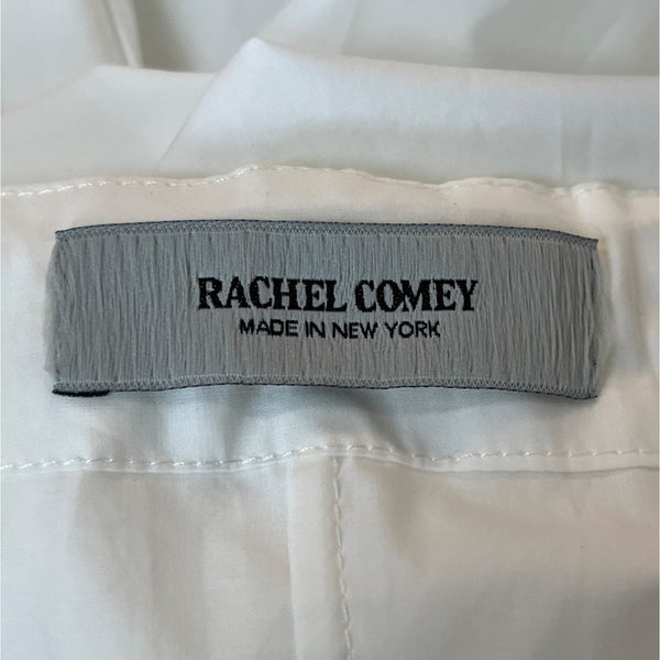 Rachel Comey White Long-Sleeve Belted Shirt Dress w Tie Neck & Button Front Sz 6