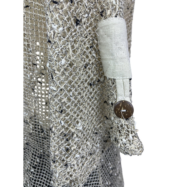 Kaktus Womens Beige Mesh Knit Cardigan Button Closure Short Sleeve