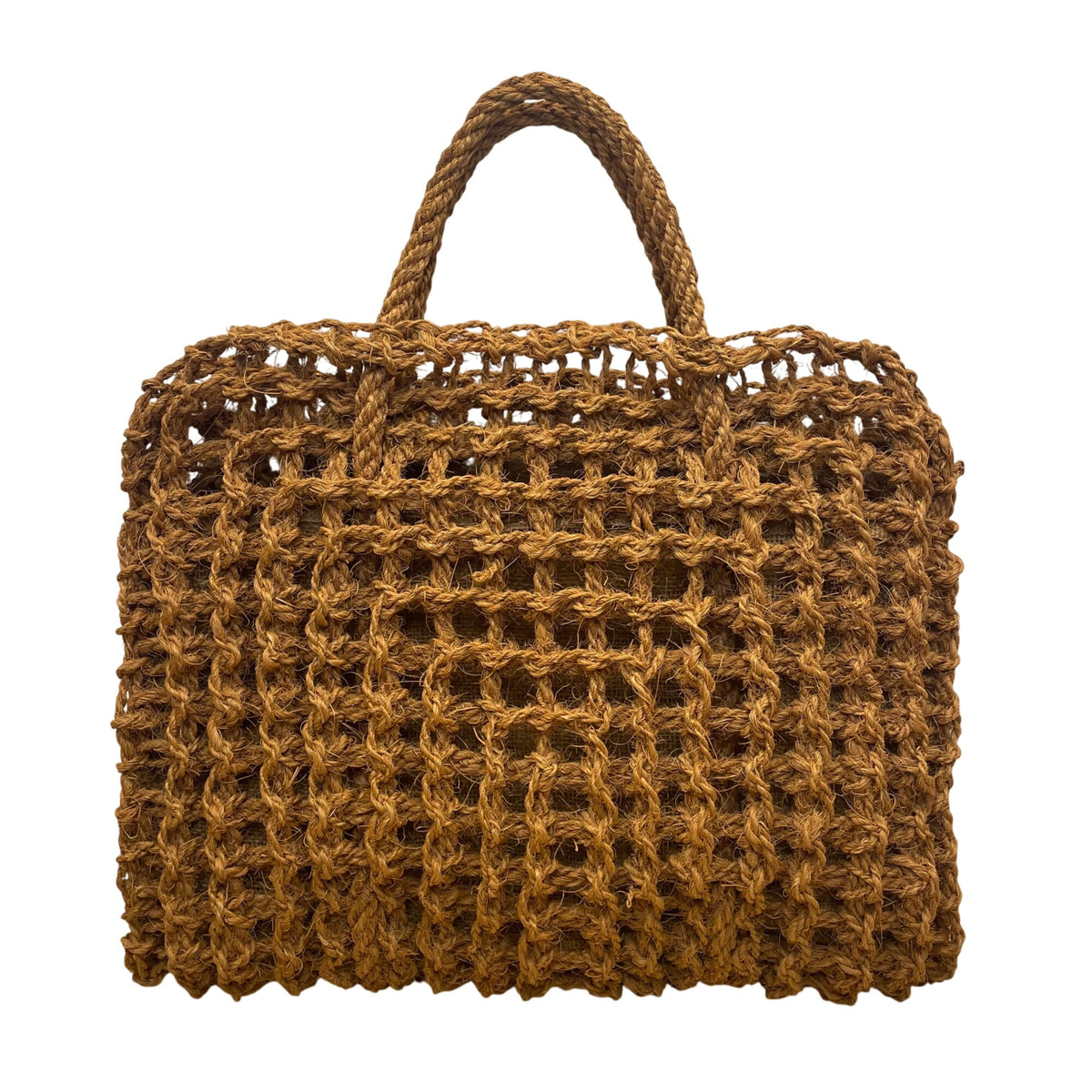 Women’s Natural Brown Woven Jute Open Weave Eco-Friendly Handbag Tote Bag