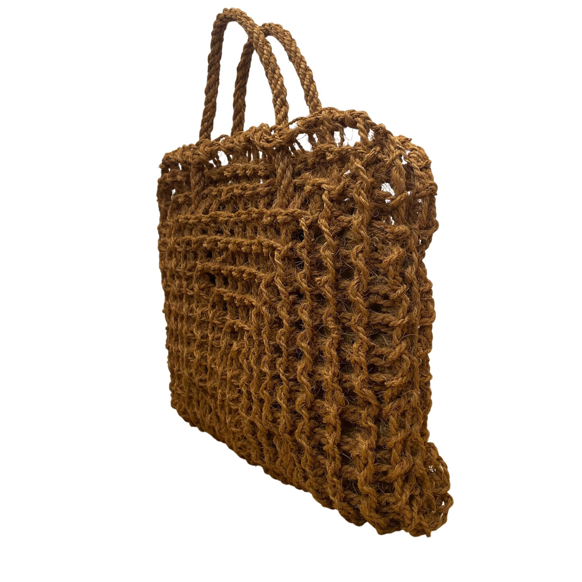 Women’s Natural Brown Woven Jute Open Weave Eco-Friendly Handbag Tote Bag
