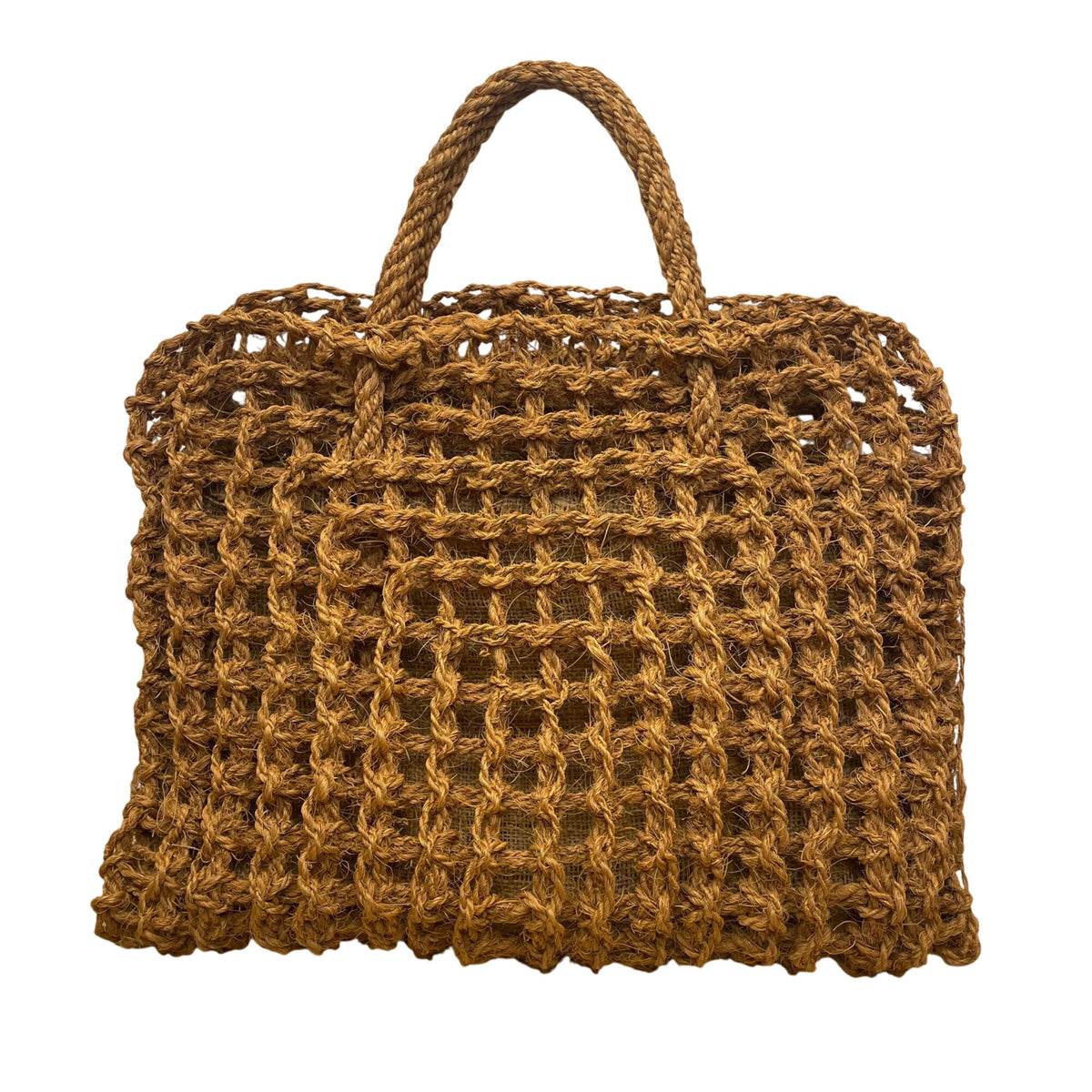 Women’s Natural Brown Woven Jute Open Weave Eco-Friendly Handbag Tote Bag