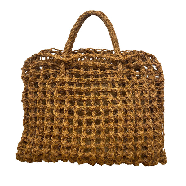 Women’s Natural Brown Woven Jute Open Weave Eco-Friendly Handbag Tote Bag