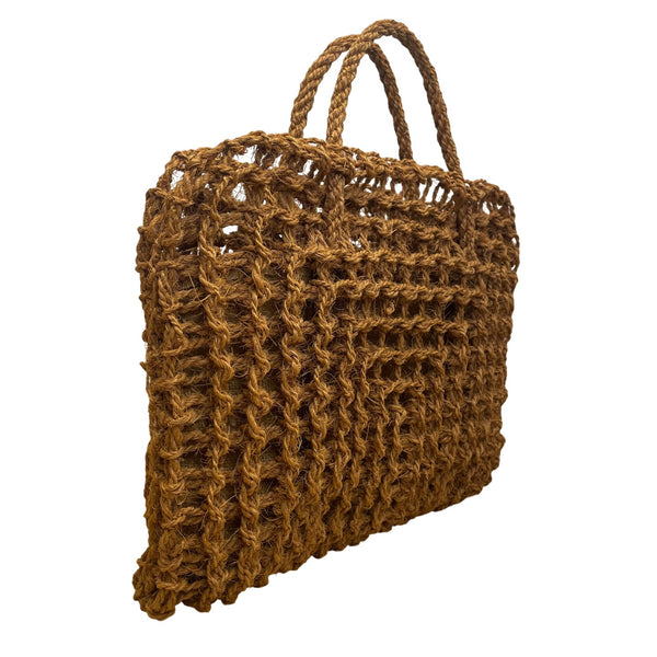 Women’s Natural Brown Woven Jute Open Weave Eco-Friendly Handbag Tote Bag
