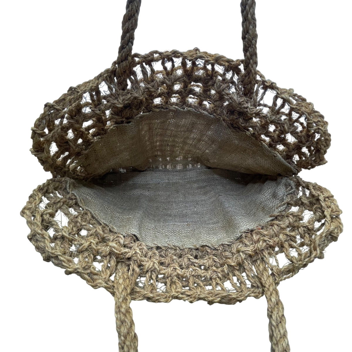 Women’s Natural Brown Woven Jute Open Weave Eco-Friendly Handbag Tote Bag