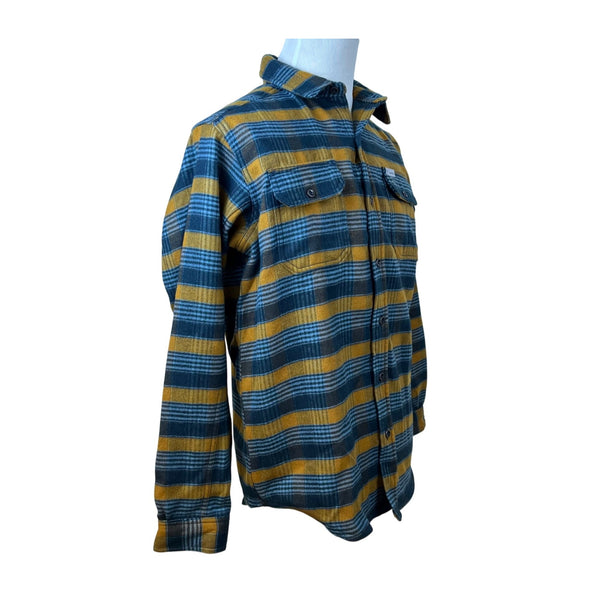 Columbia Men's Yellow Blue Plaid Cotton Button Up Flannel Shirt Regular Fit M