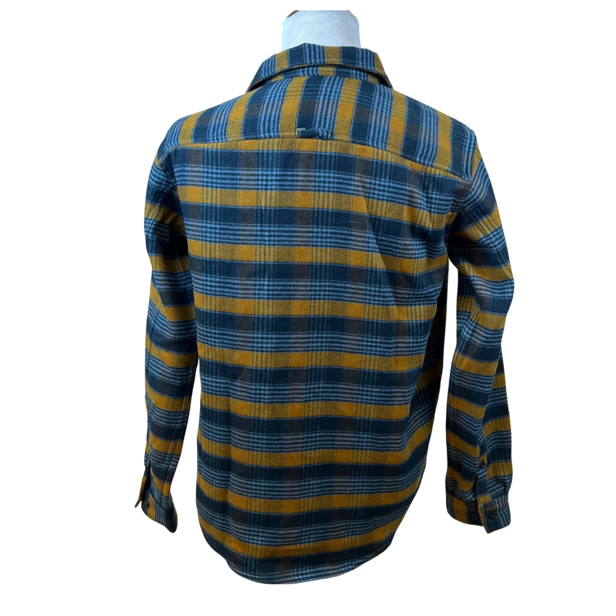 Columbia Men's Yellow Blue Plaid Cotton Button Up Flannel Shirt Regular Fit M