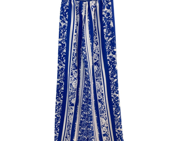 Arden B Blue & White Striped & Floral Wide-Leg Pants Szize XS - New