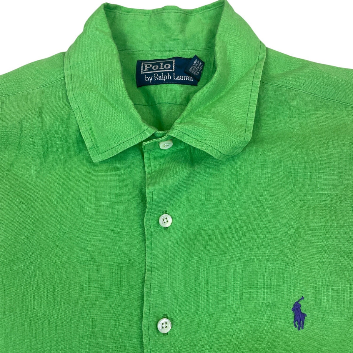 Polo By Ralph Lauren Mens Green Linen Button-Up Shirt Size L