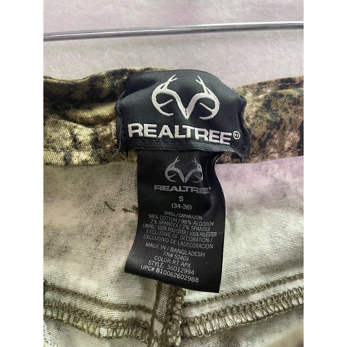 Realtree Mens Camouflage Cotton/Spandex Hunting Pants Size S (34-36) Durable Design