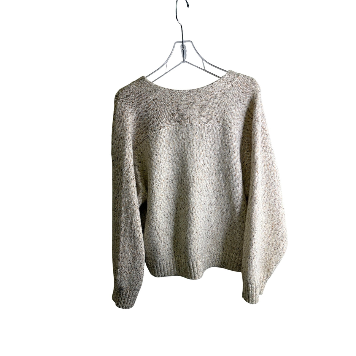 Loft Womens Beige Wool Blend Button-Up Textured Knit Sweater Cardigan Large