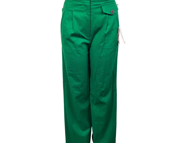 Eva Mendes New York & Company Green Wide-Leg Elastic Waist Pants S Cotton Spand