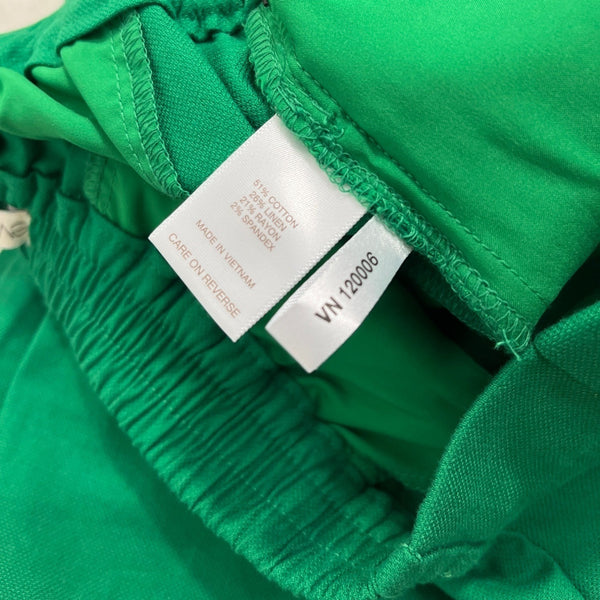 Eva Mendes New York & Company Green Wide-Leg Elastic Waist Pants S Cotton Spand