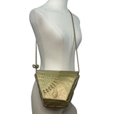 Vintage The Icing Gold Faux Leather & Crocodile Embossed Crossbody Purse Sz M