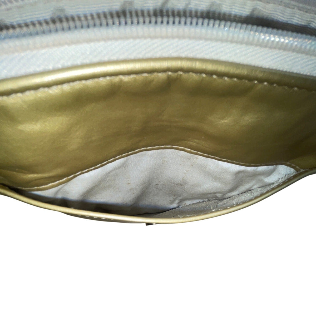 Vintage The Icing Gold Faux Leather & Crocodile Embossed Crossbody Purse Sz M