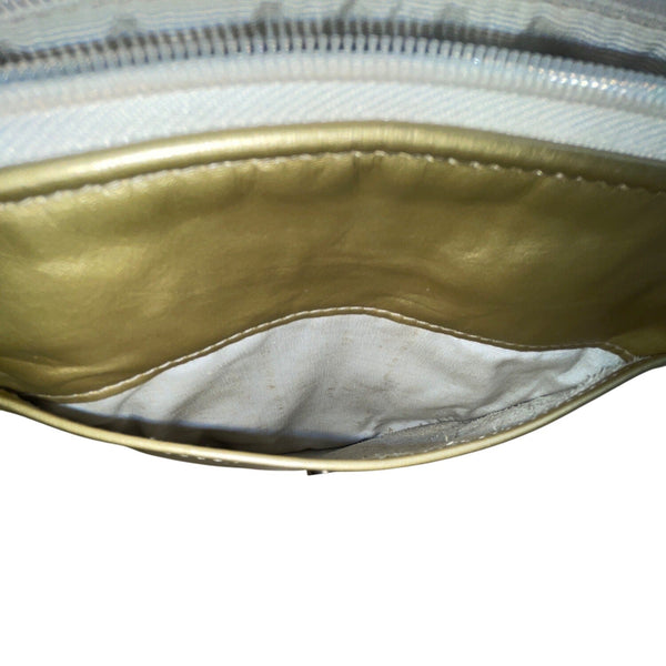 Vintage The Icing Gold Faux Leather & Crocodile Embossed Crossbody Purse Sz M