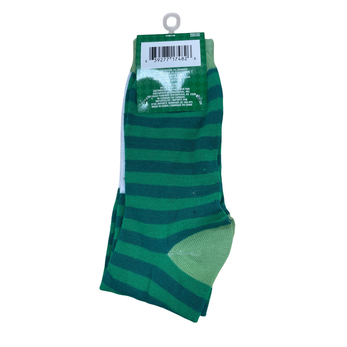 Saint Patricks Womens Green Striped Polyester Knee High Socks Shoe Sizes 5-9