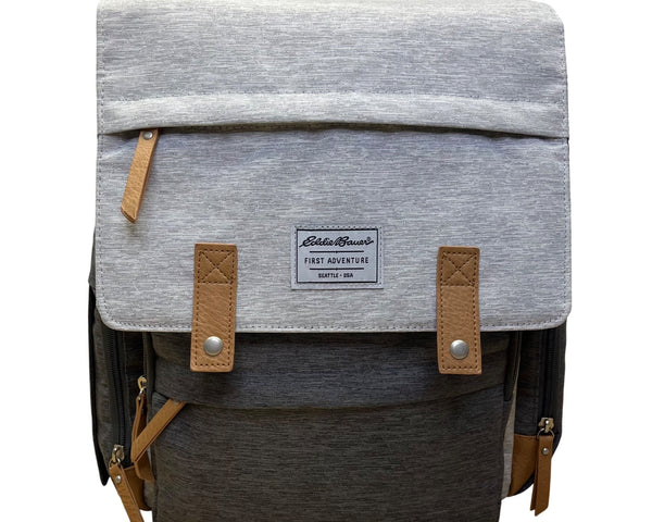 Eddie Bauer Unisex Gray & Charcoal 12 Compartments Diaper Cascade Backpack Sz L