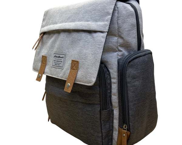 Eddie Bauer Unisex Gray & Charcoal 12 Compartments Diaper Cascade Backpack Sz L