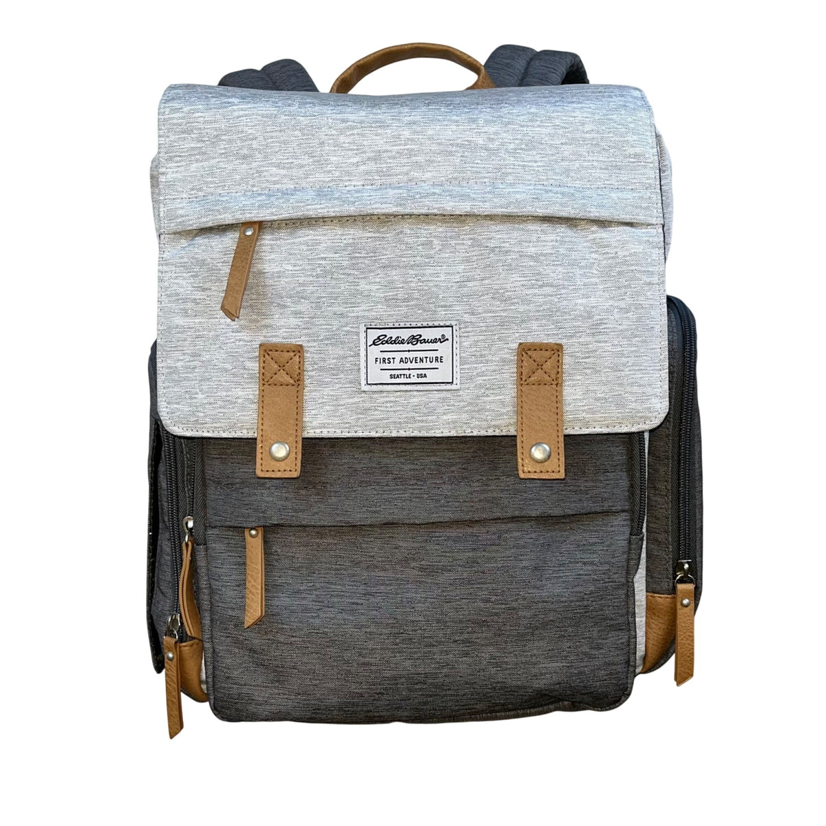Eddie Bauer Unisex Gray & Charcoal 12 Compartments Diaper Cascade Backpack Sz L