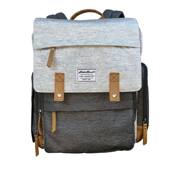Eddie Bauer Unisex Gray & Charcoal 12 Compartments Diaper Cascade Backpack Sz L