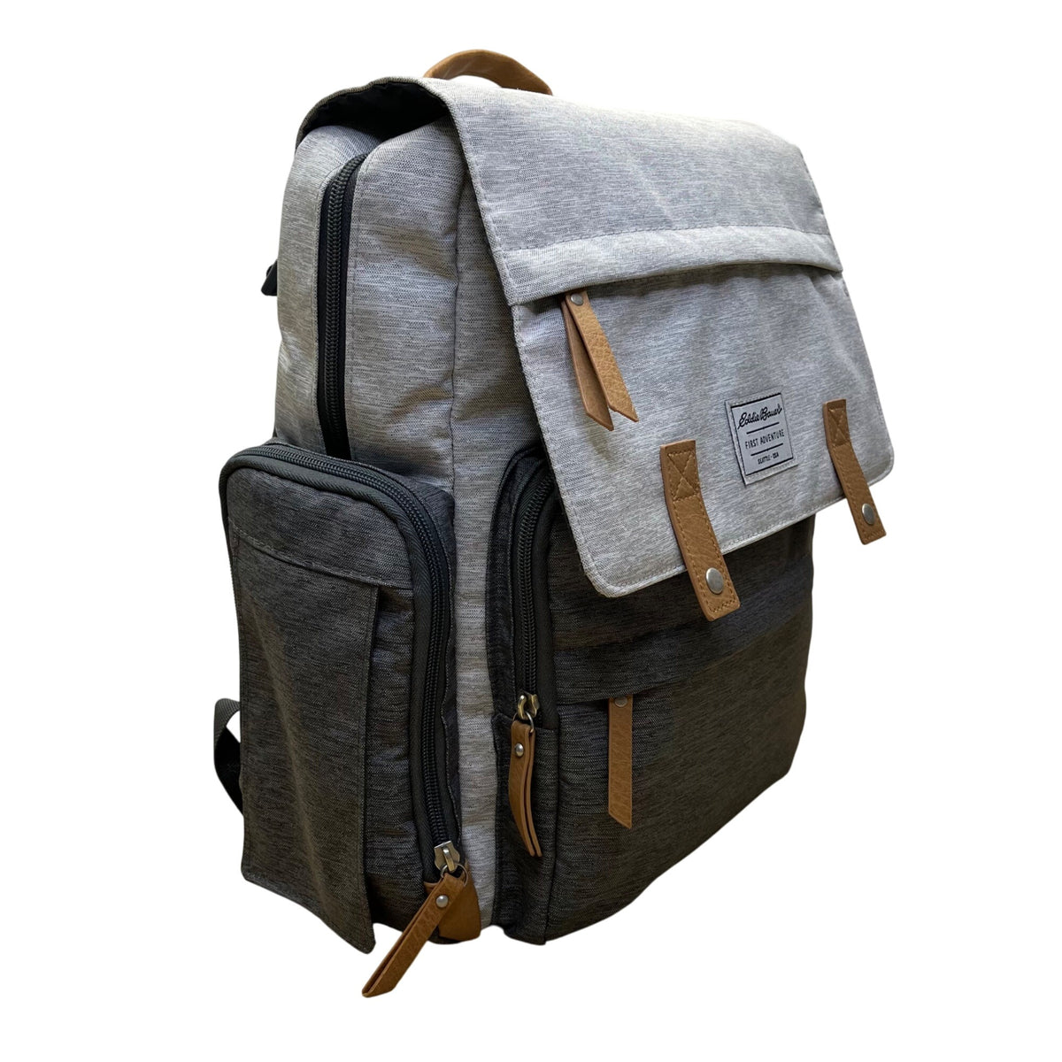 Eddie Bauer Unisex Gray & Charcoal 12 Compartments Diaper Cascade Backpack Sz L