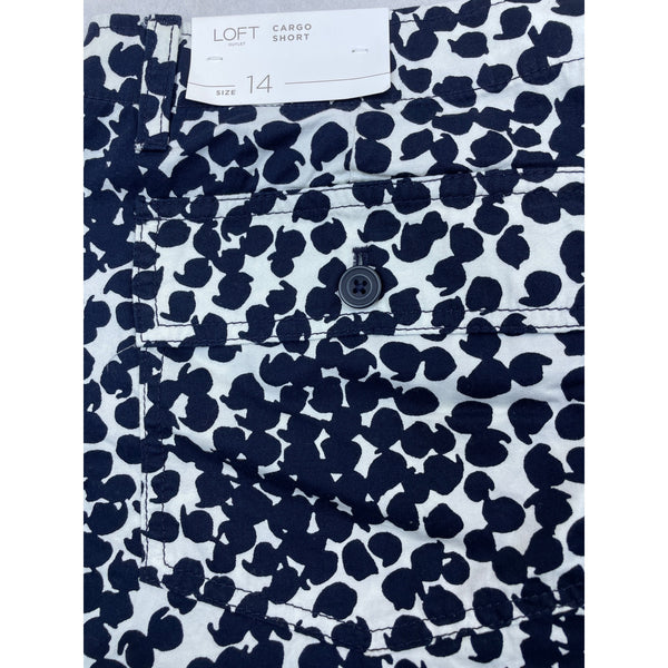 Loft Womens Navy & White Cargo ShortsAnimal Print Pattern Size 14 - New