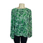 Loft Green & White Floral Long Sleeve Blouse Womens Size L - New