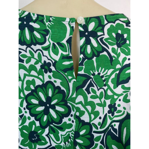 Loft Green & White Floral Long Sleeve Blouse Womens Size L - New