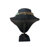 Vintage Gold Chain Necklace Green & Iridescent Beads