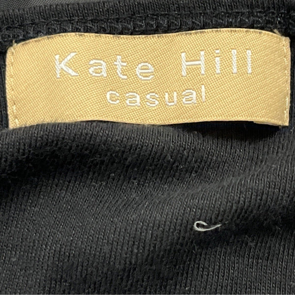 Kate Hill Women's Black 3/4 Sleeve Notch Neck Classic Top Sz M - New