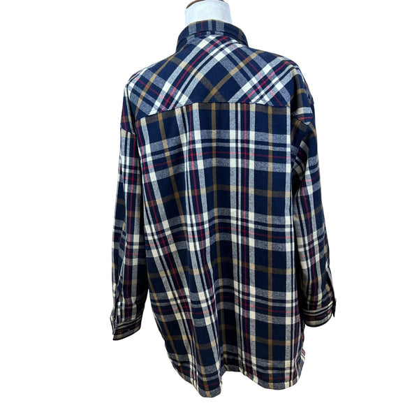 Five Brother Men's Navy Tan Plaid Flannel Shirt Button Front 3XL