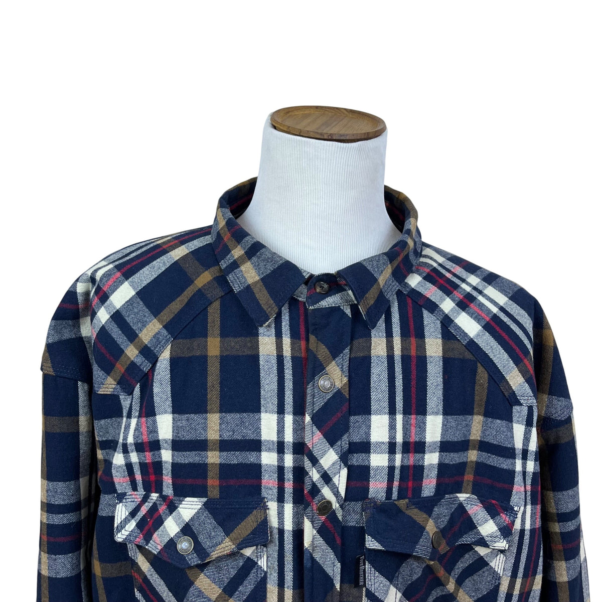 Five Brother Men's Navy Tan Plaid Flannel Shirt Button Front 3XL