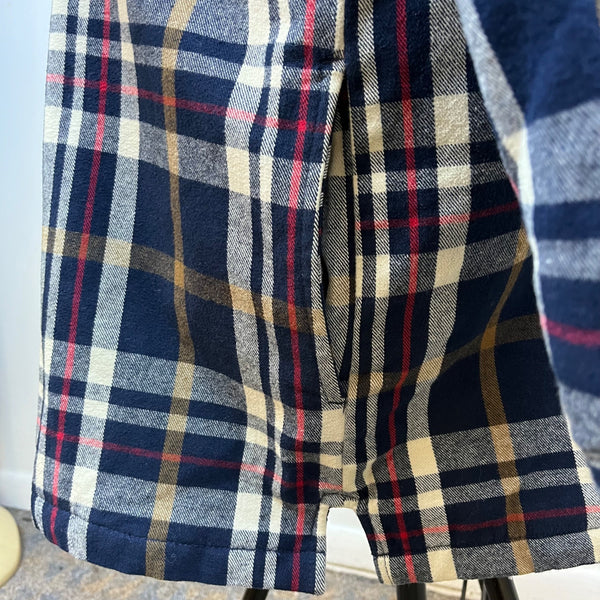 Five Brother Men's Navy Tan Plaid Flannel Shirt Button Front 3XL