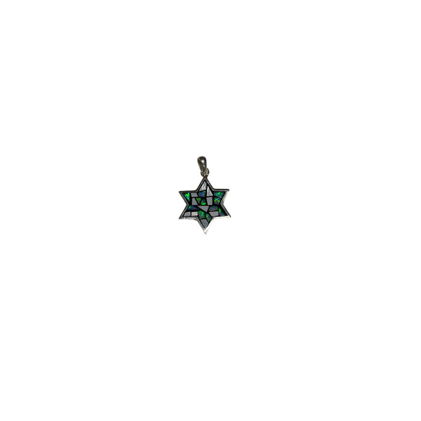 Star Of David Pendant With Abalone & Sterling Silver