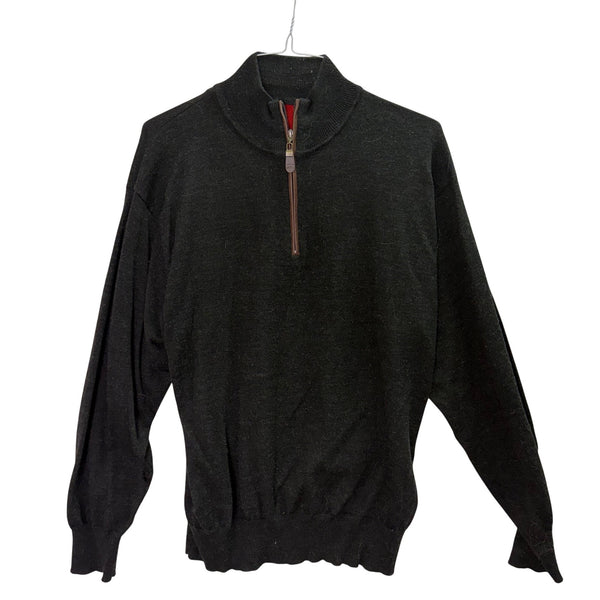 Orvis Mens Black Wool Half-Zip Pullover Sweater Large Warm Comfortable Classic Design