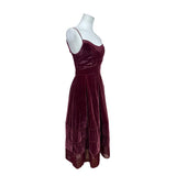 Timo.Weiland Velvet Burgundy Spaghetti Strap Midi Dress Sheer Hem Sz 0
