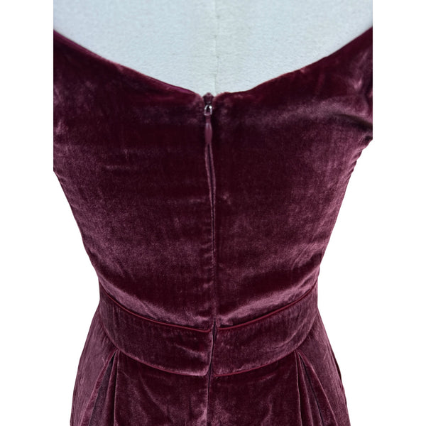 Timo.Weiland Velvet Burgundy Spaghetti Strap Midi Dress Sheer Hem Sz 0