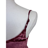 Timo.Weiland Velvet Burgundy Spaghetti Strap Midi Dress Sheer Hem Sz 0
