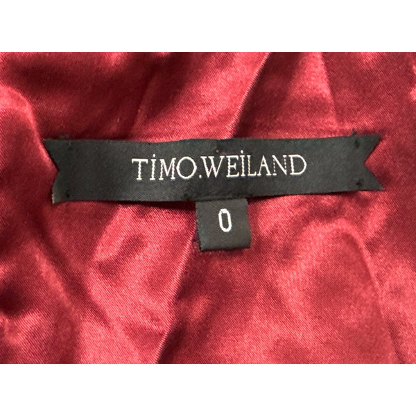 Timo.Weiland Velvet Burgundy Spaghetti Strap Midi Dress Sheer Hem Sz 0