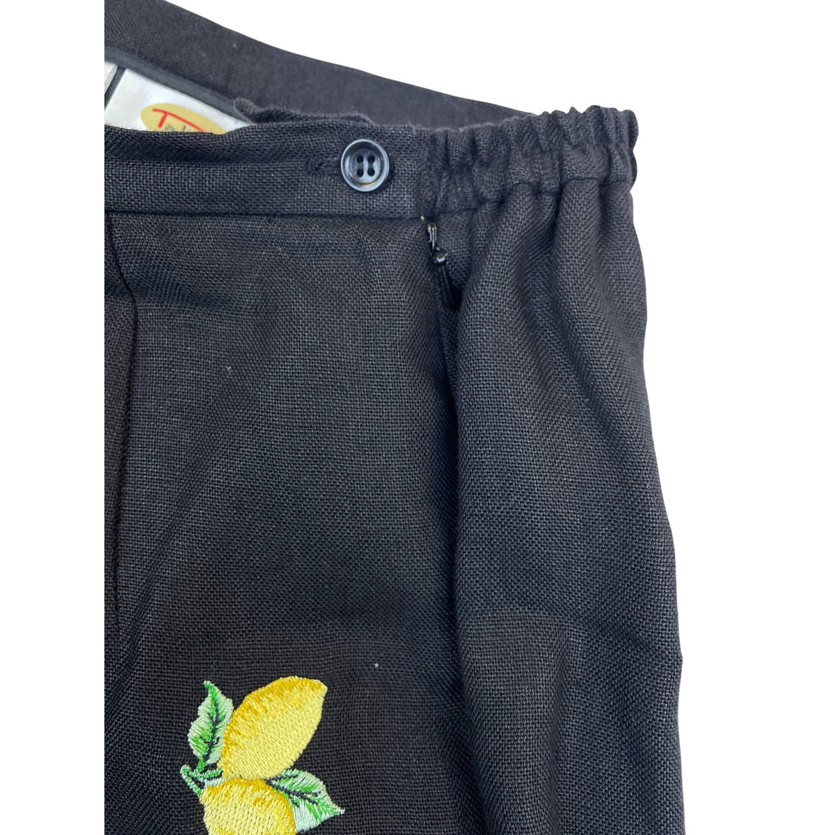 Talbots Woman Black Linen Embroidered Lemon Pants For Women Size 14W