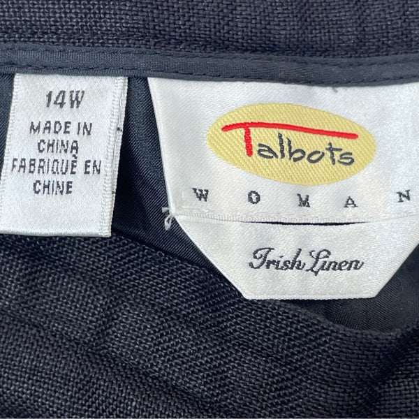 Talbots Woman Black Linen Embroidered Lemon Pants For Women Size 14W