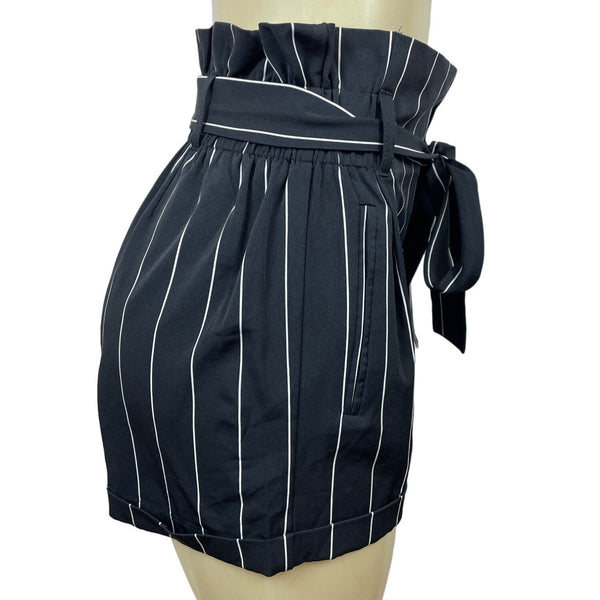 Street Wear Society Women's Black and White Stripes High Rise Shorts Sz M