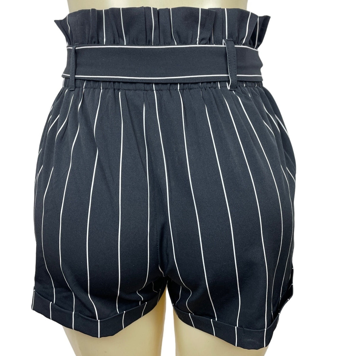 Street Wear Society Women's Black and White Stripes High Rise Shorts Sz M