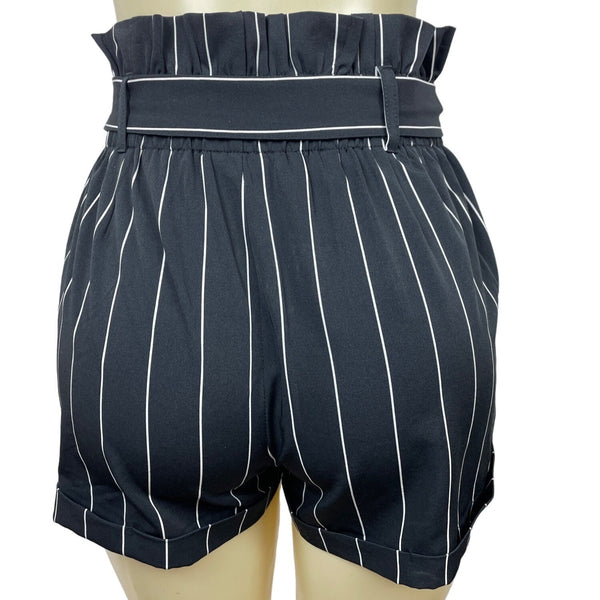Street Wear Society Women's Black and White Stripes High Rise Shorts Sz M