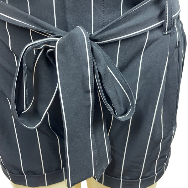 Street Wear Society Women's Black and White Stripes High Rise Shorts Sz M